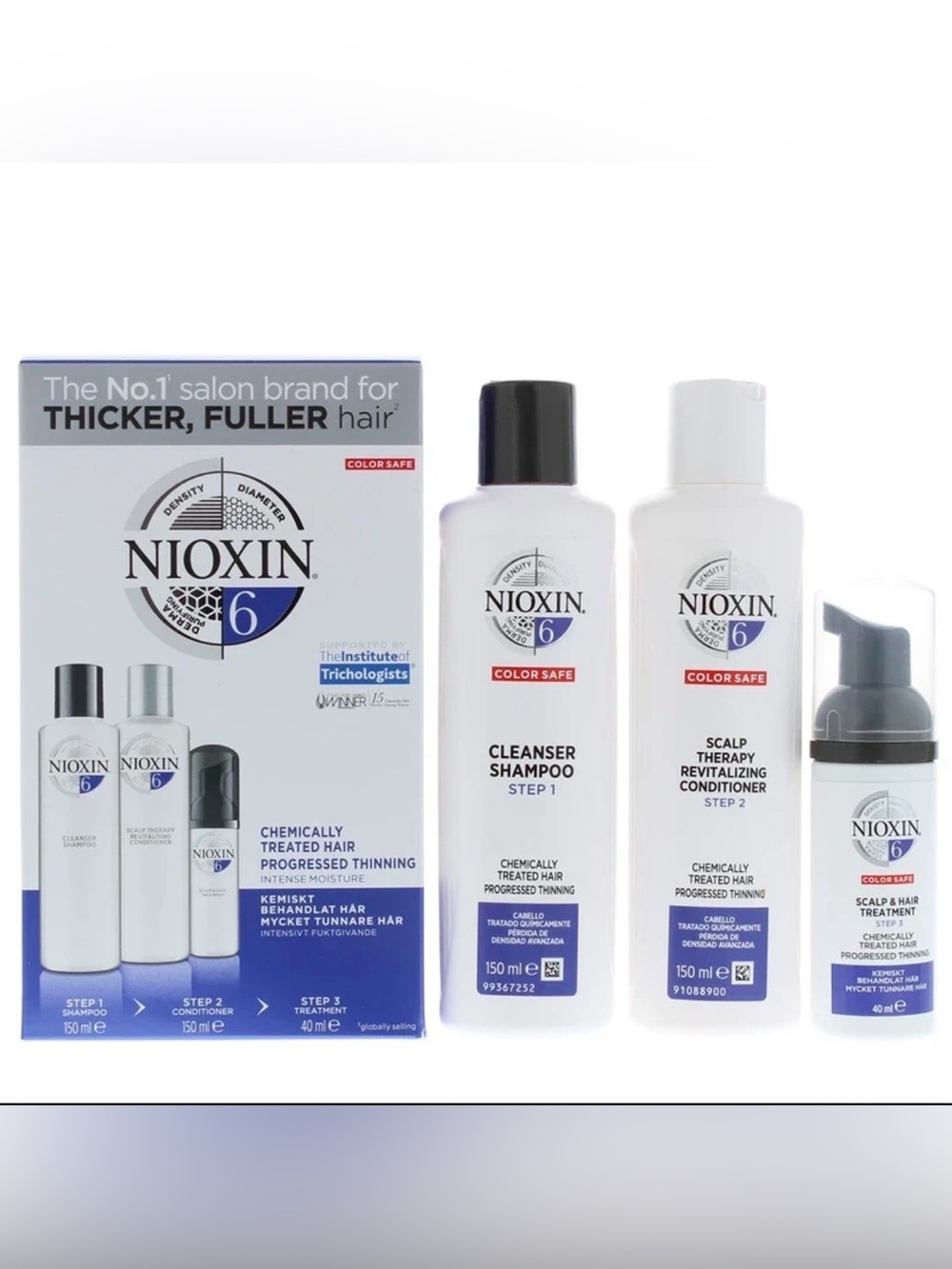 NIOXIN System 6 Kit~Shampoo+Conditioner Scalp Treatment~Color Safe~New In Box!